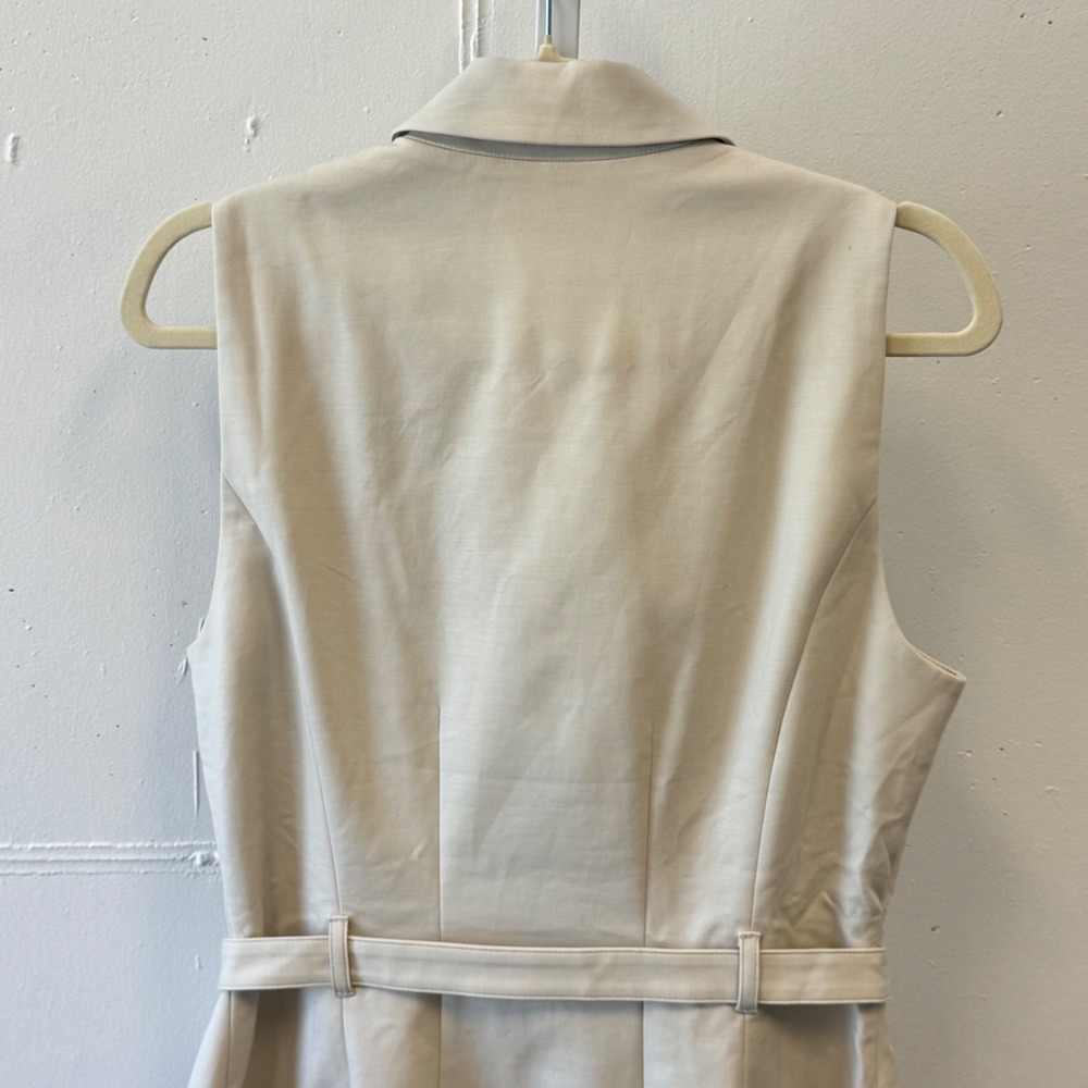 NWT Ann Taylor Sleeveless Double Breasted Trench Dress Beige Tan Belted Size 10 - Picture 5 of 8